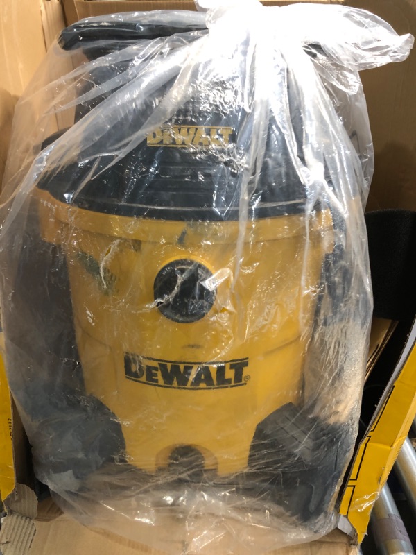 Photo 2 of ***DAMAGED - POWER BUTTON BROKEN OFF - HEAVILY USED AND DIRTY - UNABLE TO TEST - SEE PICTURES***
DEWALT Stealthsonic Quiet 16-Gallons 6.5-HP Corded Wet/Dry Shop Vacuum with Accessories Included Model #DXV16P-QT