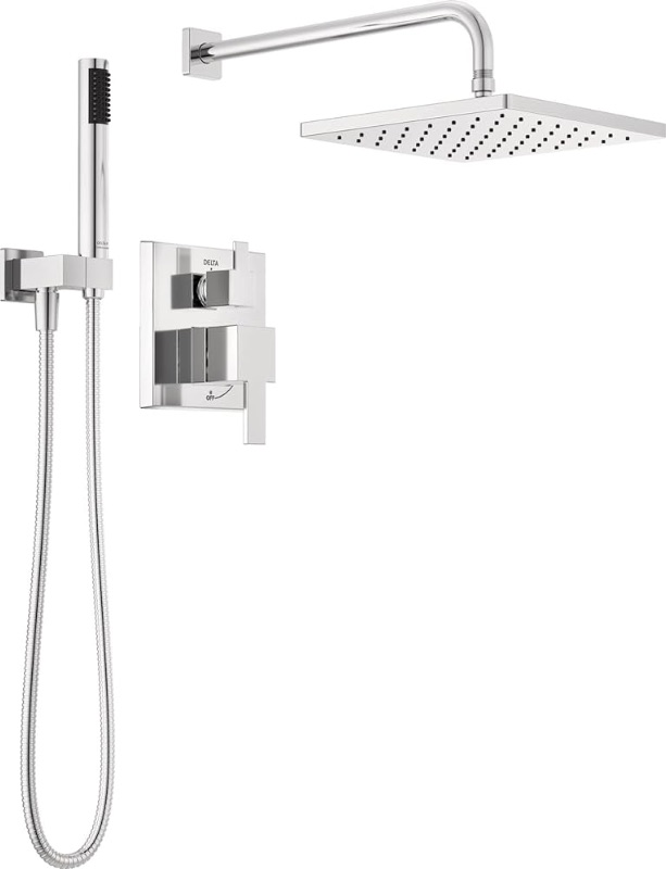 Photo 1 of (incomplete)(see images)Delta Faucet Modern Raincan 2-Setting Square Shower System Including Rain Shower Head 