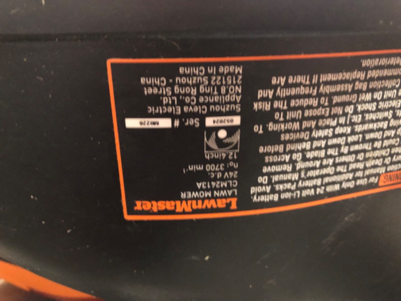 Photo 10 of ***USED - MISSING PARTS - UNABLE TO TEST SEE COMMENTS***
LawnMaster CLM2413A Cordless 13-Inch Lawn Mower and LawnMaster CLGT2410H 10" MAX Lithium-Ion Cordless Grass Trimmer