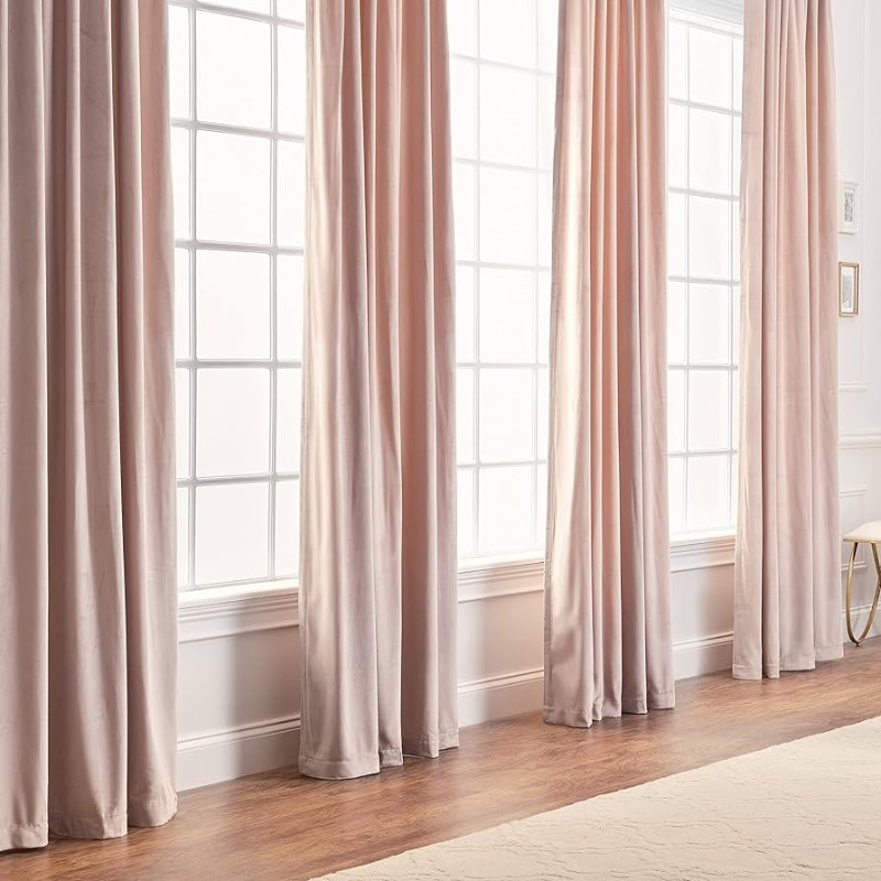 Photo 1 of 
Chanasya Premium Solid Velvet Curtains - Classy and Solid Drapes for Living Room or Bedroom - 52" x 108" - Blush, 2 Panels