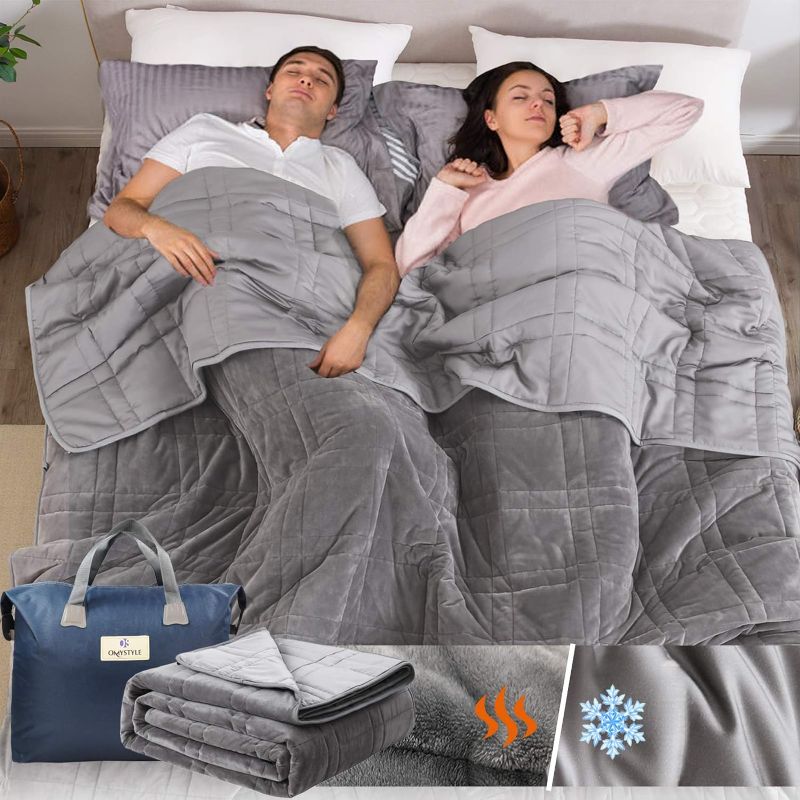 Photo 1 of  Weighted Blanket for Queen Size Bed Double-Sided Weighted Blanket with Warm Short Plush and Cool Tencel Fabric, Weighted Blanket for Adult & Couple - Carry Bag Included
SIZE UNMARKED/ LOOKS LIKE A FULL/QUEEN