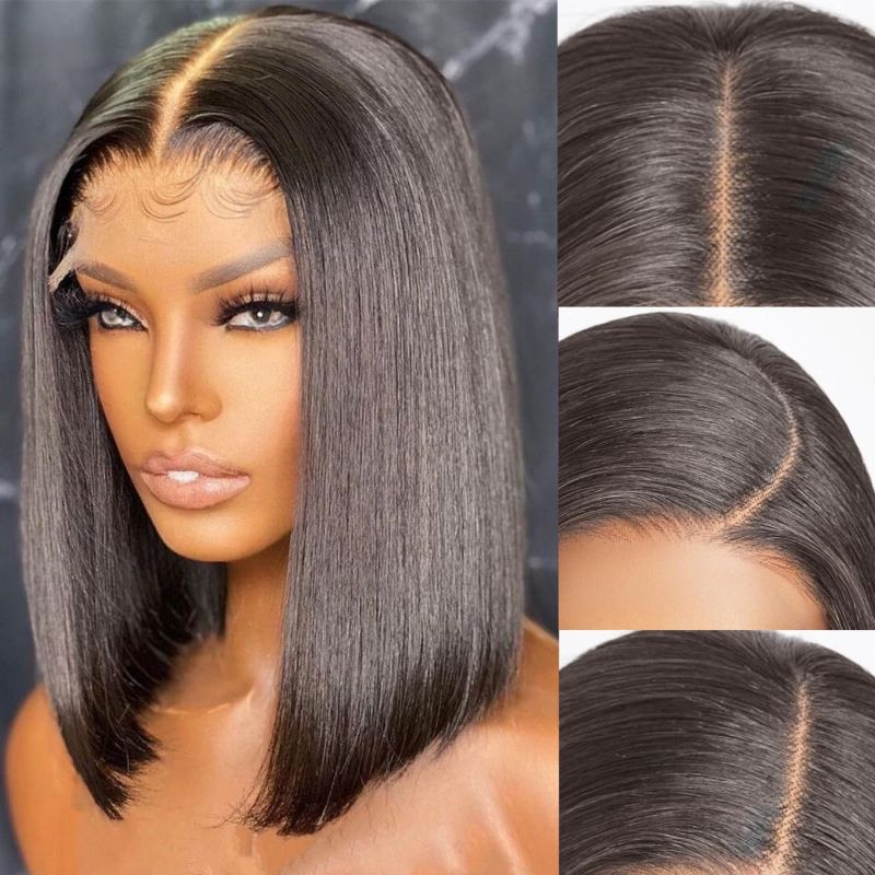 Photo 1 of Bob Wig Human Hair wig 13×4 HD Lace Front Human Hair Wig Glueless Bob Wig For Black Women 180% Density 100% Human Hair (10 inch)
