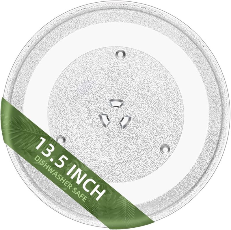 Photo 1 of 13.5 inch Microwave Glass Plate for Whirpool, Panasonic F06014T00AP 13 1/2 inch Replacement Microwave Glass Plate, also for GE Microwave Plate Replacement WB39X10032
