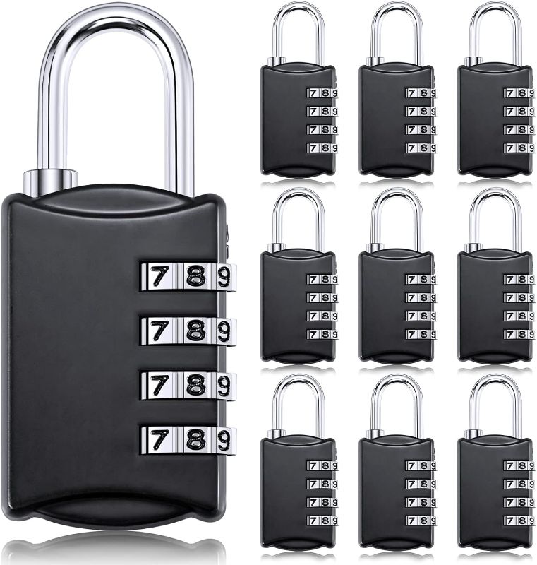 Photo 1 of 10 Pcs 4 Digit Combination Lock Small Combo Locks Luggage Number Locks Outdoor Waterproof Padlock for Traveling Toolbox School Gym Door Locker Suitcases Employee Hasp Storage
