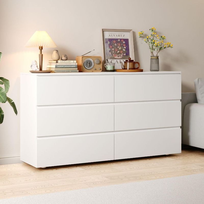 Photo 1 of  Chest of Drawers Dresser No Handle,6 Drawer Chest with Wide Storage, Modern Contemporary 6-Drawer Chest BLACK 