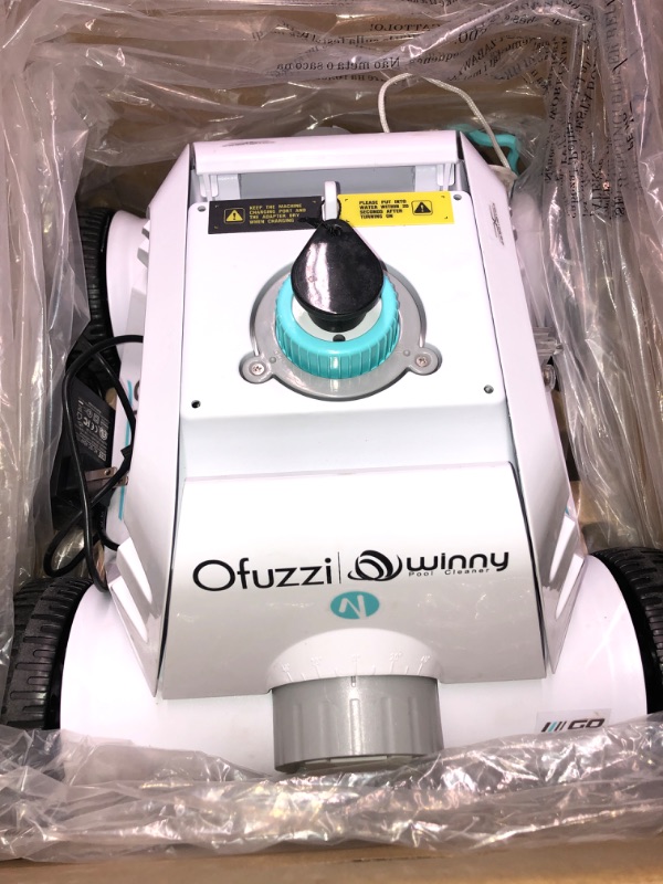 Photo 3 of Ofuzzi Winny Cyber 1000 Cordless Robotic Pool Cleaner, Max.95 Mins Runtime, Automatic Pool Vacuum for Ideal for above/Half-above Pools Up to 40 feet of Flat Bottom (White)