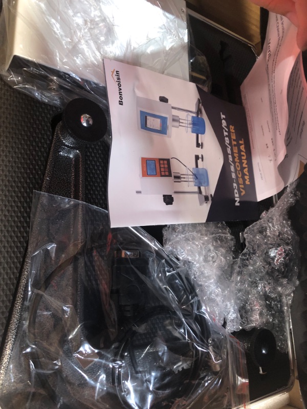 Photo 1 of ***USED - LIKELY MISSING PARTS - UNABLE TO VERIFY FUNCTIONALITY***
Bonvoisin Digital Rotary Viscometer 10-100,000mPa.S Digital Lab Rotational Viscosity Meter +-3% Accuracy Fluidimeter Tester Meter with 4 Rotors and Temperature Probe 110-240V(NDJ-5S)