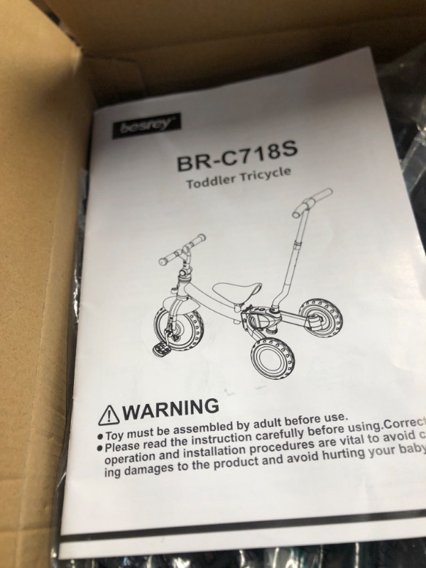 Photo 1 of ***USED - LIKELY MISSING PARTS - UNABLE TO VERIFY FUNCTIONALITY***
besrey Toddler Bike, 5 in 1 Tricycles for 1-3 Year Old, Balance Bike with Removable Pedal & Backrest, Kids Tricycle with Parent Steering Push Handle, Birthday Gift for Kids and Toddlers