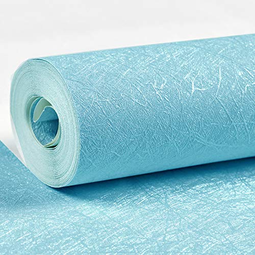 Photo 1 of **BUNDLE OF 2 NO REFUNDS**MelunMer Blue Peel and Stick Wallpaper Silk Embossed Self Adhesive Removable Wallpaper Blue Papel Tapiz Stick and Peel Blue Wallpaper Blue Wrapping Stickers Paper Shelf Liner Vinyl Film 15.7”×197” 15.7"×197" Blue