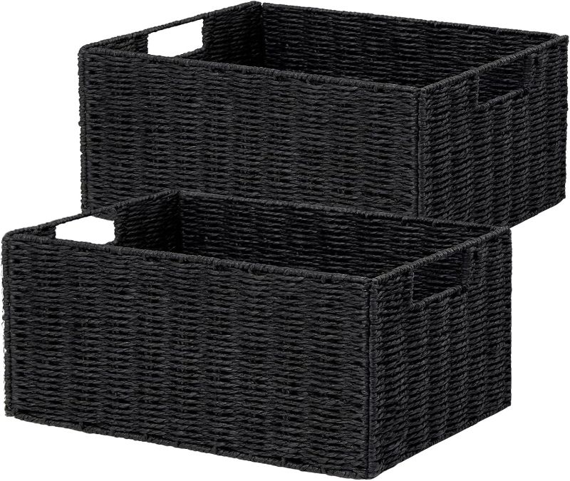 Photo 1 of (STOCK PHOTO FOR SAMPL) - Wicker Basket, Set of 2 Woven Storage Baskets for Shelves