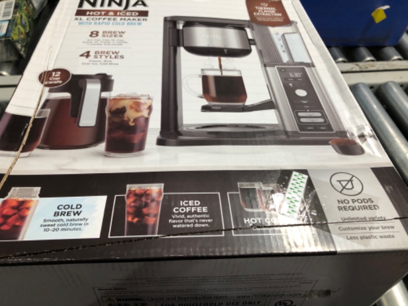 Photo 3 of Ninja Hot & Iced XL Coffee Maker with Rapid Cold Brew, 4 Brew Styles, 8 Sizes Small Cup to Travel Mug, Single-Serve Coffee Brewer, 12-Cup Carafe, Permanent Filter, Removable Reservoir, Black, CM371