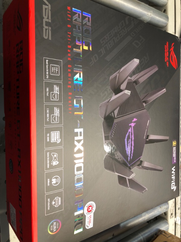 Photo 4 of ASUS ROG Rapture GT-AX11000 Pro Tri-Band WiFi 6 Extendable Gaming Router, 10G & 2.5G Ports, ASUS RangeBoost Plus, Triple-level Game Acceleration, Subscription-free Network Security, AiMesh Compatible AX11000 | WiFi 6 | 10G Port