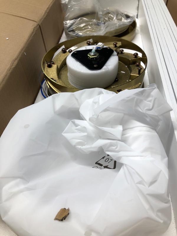 Photo 4 of ***USED - SCRATCHED - LIKELY MISSING PARTS - UNABLE TO VERIFY FUNCTIONALITY***
80 in. LED Indoor White and Gold Ceiling Fan with Remote