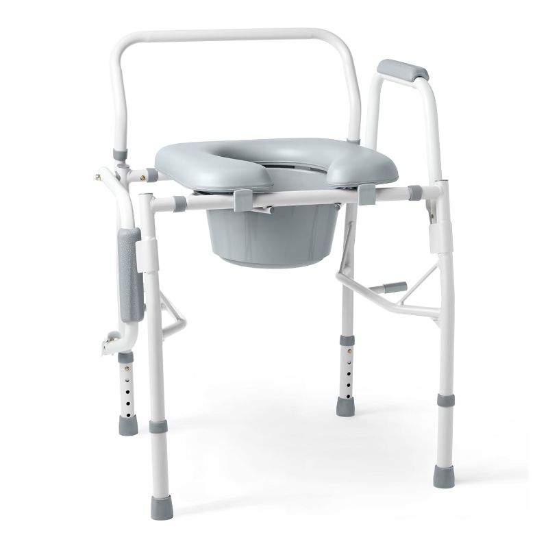 Photo 1 of 
Medline Drop Arm Commode Chair for Adults and Seniors, Padded Seat, Removable Pail, Splash Guard, Drop-Down Arms, 350 lb. Weight Capacity