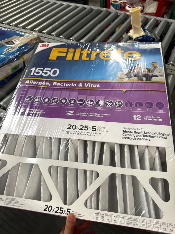 Photo 2 of **READ NOTES**Filtrete Ultra 20 in. W X 25 in. H X 5 in. D Polyester 12 MERV Pleated Allergen Air Filter 1 pk