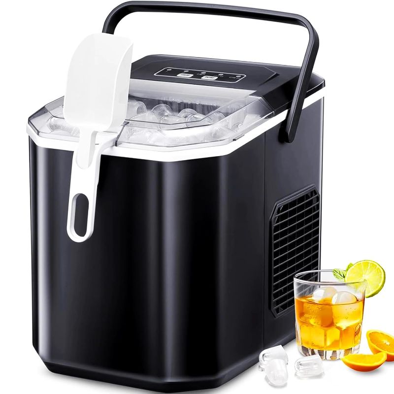 Photo 1 of 
Countertop Ice Maker, Portable Ice Machine with Carry Handle, Self-Cleaning Ice Makers with Basket and Scoop, 9 Cubes in 6 Mins, 26