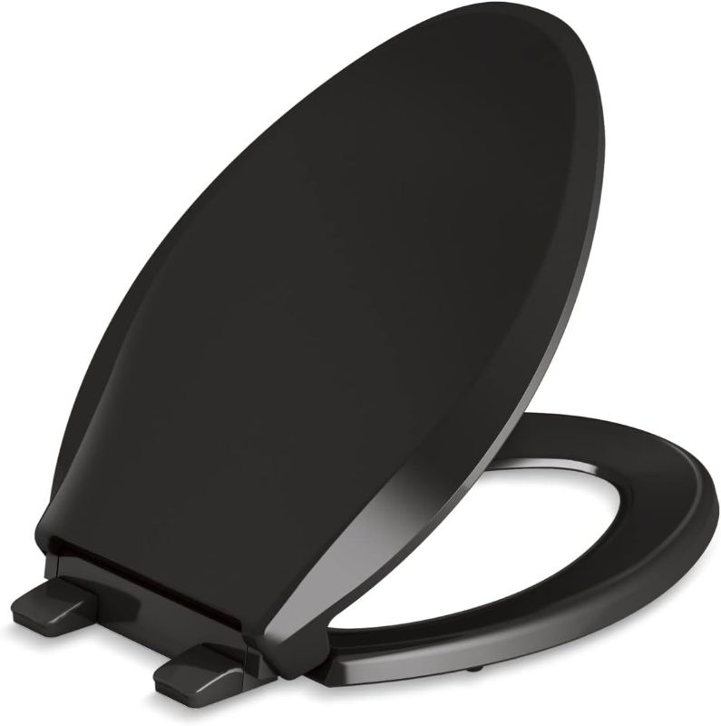 Photo 1 of 
KOHLER 4636-RL-7 Cachet ReadyLatch Elongated Toilet Seat, Quiet-Close Lid and Seat, Countoured Seat, Grip-Tight Bumpers and Installation Hardware, Black