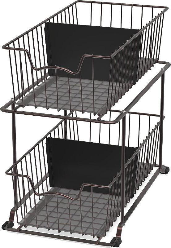 Photo 1 of 
SimpleHouseware 2 Tier Cabinet Wire Basket Drawer Organizer, Brown