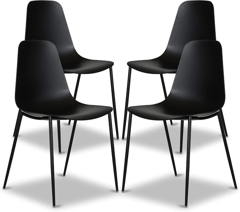 Photo 1 of 
POLY & BARK Isla Modern Kitchen Chairs Set of 4 - Plastic Dining Chair with Metal Legs - Quick Assembly Simple Cafe Chairs Plastic for Indoor