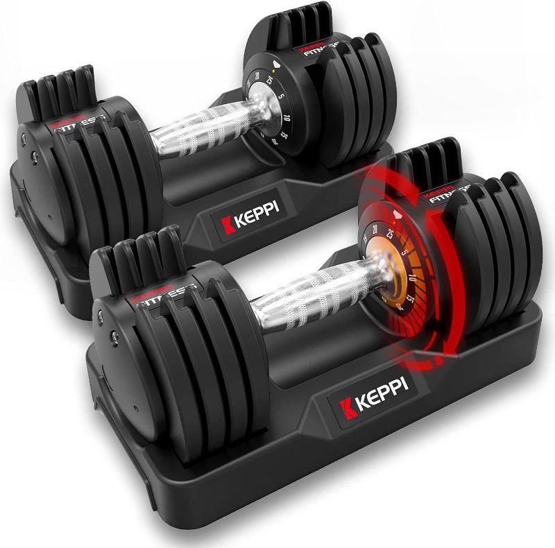 Photo 1 of 
Keppi Adjustable Dumbbells Set-25lb Dumbbells with Anti-Slip Metal Handle for Exercise & Fitness Fast Adjust Weight for Full Body Workout Fitness