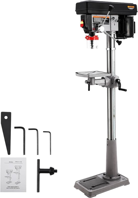 Photo 1 of ***NONREFUNDABLE - NOT FUNCTIONAL - FOR PARTS ONLY - SEE COMMENTS***
13 in Floor Drill Press, 7.5 Amp 120V, 288-3084 RPM Variable Speed Cast Iron Bench Drill Press, 0-45° Tilting Worktable, Tabletop Drilling Machine for Wood Metal