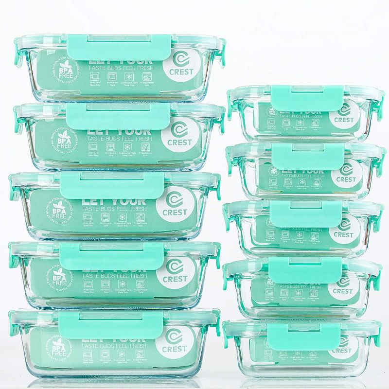 Photo 1 of 
C CREST [10-Pack] Glass Food Storage Containers with Lids, Airtight, BPA Free, Meal Prep Containers for Kitchen, Home Use