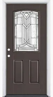 Photo 1 of [FOR PARTS, READ NOTES]
36 in. x 80 in. Chatham Camber Top Half Lite Right-Hand Painted Smooth Fiberglass Prehung Front Door w/ Brickmold
