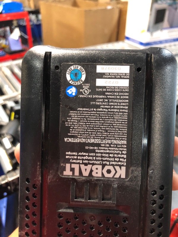 Photo 3 of [NONREFUNDABLE, FOR PARTS/ READ NOTES]
Kobalt 40-Volt 4-Amps 4.0ah Rechargeable Lithium Ion (Li-Ion) Cordless Power Equipment Battery