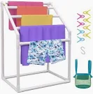 Photo 1 of **NON-REFUNDABLE, PARTS ONLY** VEVOR Pool Towel Rack, 5 Bar, White, Freestanding Outdoor PVC Trapedozal Poolside Storage Organizer, Include 8 Towel Clips, Mesh Bag, Hook, Also Stores Floats and Paddles, for Beach, Swimming Pool