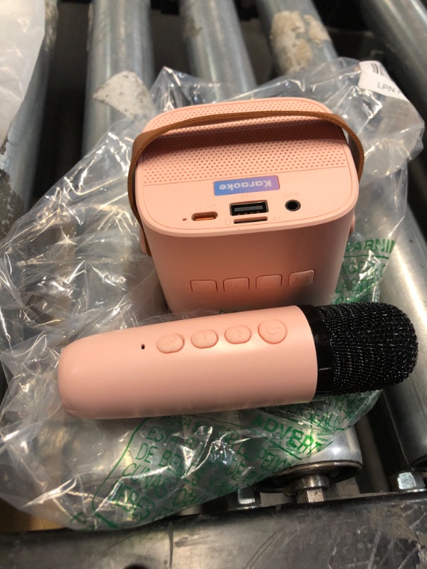 Photo 3 of **MISSING MICROPHONE SPEARKER ONLY**
Mini Karaoke Machine for Kids Gifts, Bluetooth Speaker (Pink)