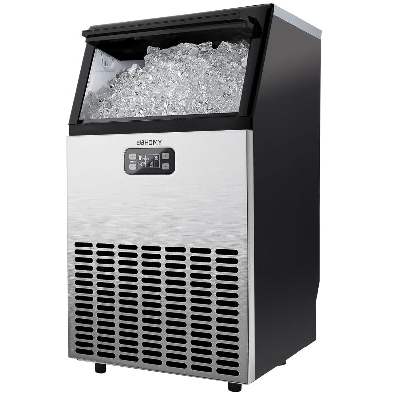 Photo 1 of ***USED - DAMAGED - DOESN'T TURN ON - SEE COMMENTS***
EUHOMY Commercial Ice Maker Machine, 100lbs/24H Stainless Steel Under Counter ice Machine with 33lbs Ice Storage Capacity, Freestanding Ice Maker.
