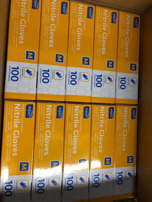 Photo 1 of Inspire Nitrile Exam Gloves | THE ORIGINAL Quality Stretch Nitrile Cobalt Blue | 4.5 Gloves Disposable Latex Free Medical EMT Medium (Pack of 1000) Case of 1000