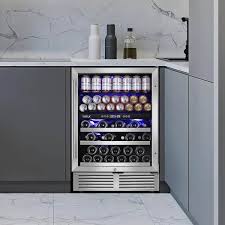 Photo 1 of [READ NOTES]
23.47 in. Dual Zone 27-Wine Bottles & 90-Cans Beverage & Wine Cooler in Silver Reversible Door Hinge Interior Blue LED
