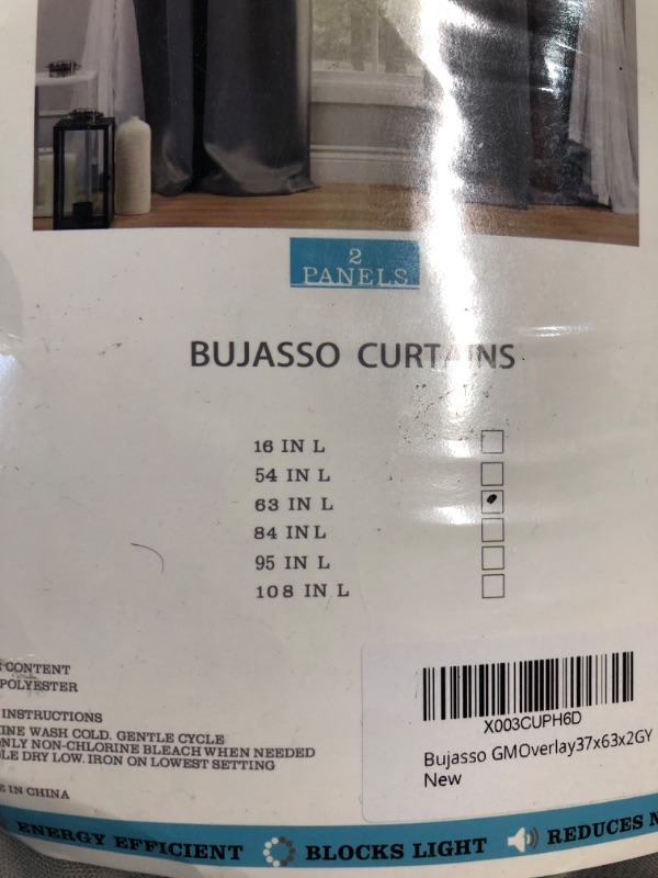 Photo 3 of (READ FULL POST) Grey Blackout Curtains with Sheer Overlay Mix and Match Double Layer Window Curtains Thermal Insulated 63 inch for Living Room Bedroom Gray Drapes with Tiebacks Grommet Top 37" Wx63 Lx2
