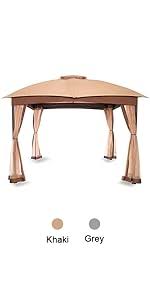 Photo 1 of ***UNABLE TO IDENTIFY EXACT ITEM - STOCK PHOTO FOR REFERENCE ONLY - ACTUAL ITEM MAY DIFFER - SEE COMMENTS***
13-ft x 10-ft Patio gazebo with Netting Rectangle Tan Metal Polyester Roof Khaki