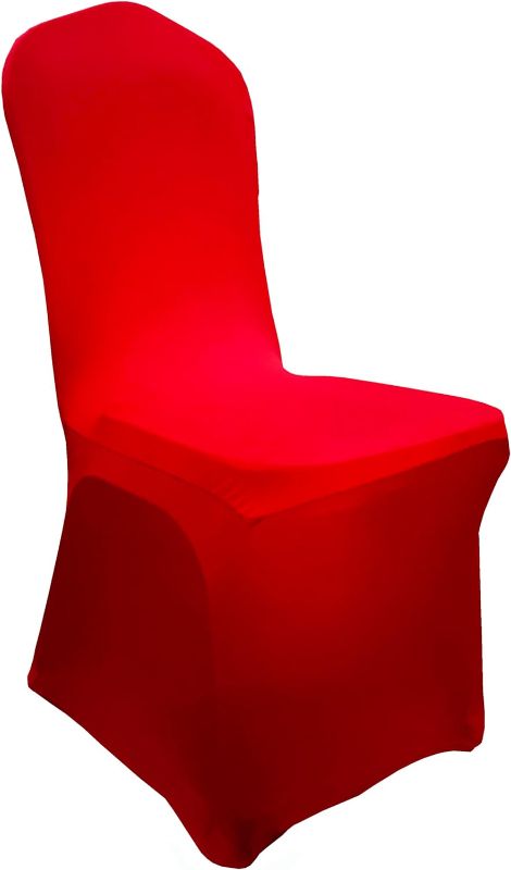 Photo 1 of **BUNDLE OF 2**
iEventStar Stretch Polyester Dining Chair Cover Slipcover for Wedding Banquet Party Dining Room (Red)