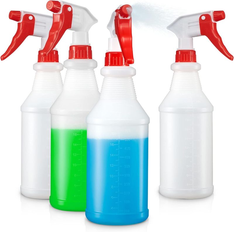 Photo 1 of **COLORS VARY**
4 Pack Plastic Spray Bottles 24 OZ – Leak Proof