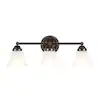 Photo 1 of **MISSING ONE SHADE**
Ashhurst 3-Light Oil Rubbed Bronze Vanity Light with Frosted Glass Shades