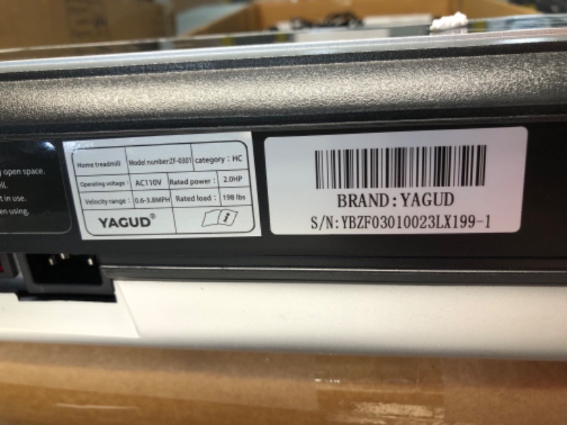 Photo 4 of ***USED - MISSING PARTS - SEE COMMENTS***
Yagud Under Desk Treadmill, Walking Pad for Home and Office, 2.5 HP Portable Walking Jogging Running Machine with Remote Control and LED Display, Sliver