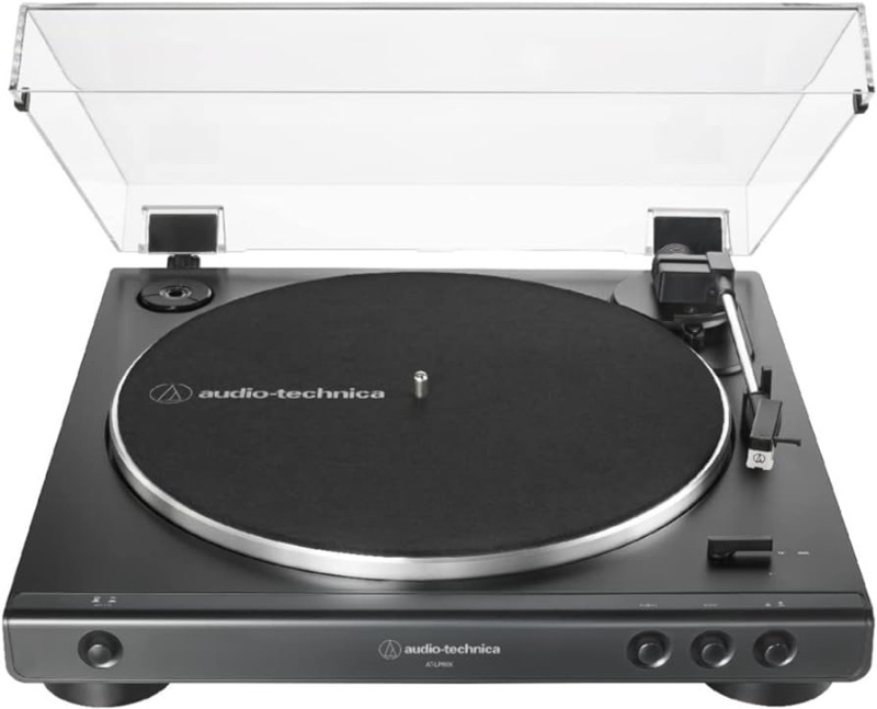 Photo 1 of Audio-Technica AT-LP60X-BK Fully Automatic Belt-Drive Stereo Turntable, Black, Hi-Fi, 2 Speed, Dust Cover, Anti-Resonance, Die-Cast Aluminum Platter