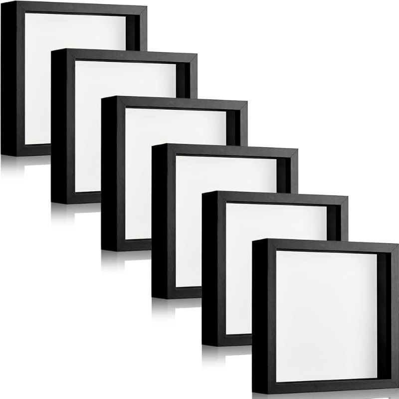 Photo 1 of  Shadow Box Picture Frame Square Shadow Boxes Display Cases for Sports Memorabilia Baby Items Wedding Memories Crafts Pins Awards Medals Tickets and Photos (5 x 5 Inch,Black)