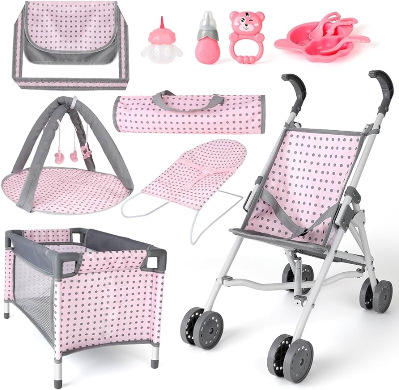 Photo 1 of ***USED - LIKELY MISSING PARTS - UNABLE TO VERIFY FUNCTIONALITY***
deAO Baby Doll Stroller Crib Bed Nursery Role Play Set Baby Doll with Accessories and Play Mat,Travel Cot,Bouncer,Foldable Stroller and Travel Bag Gifts for Toddlers Girls Boys