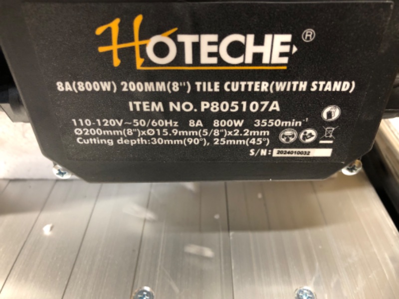 Photo 7 of (READ FULL POST) Hoteche 8-Inch Wet Tile Saw - 8A Benchtop Power Masonry Cutting Tool with Stand