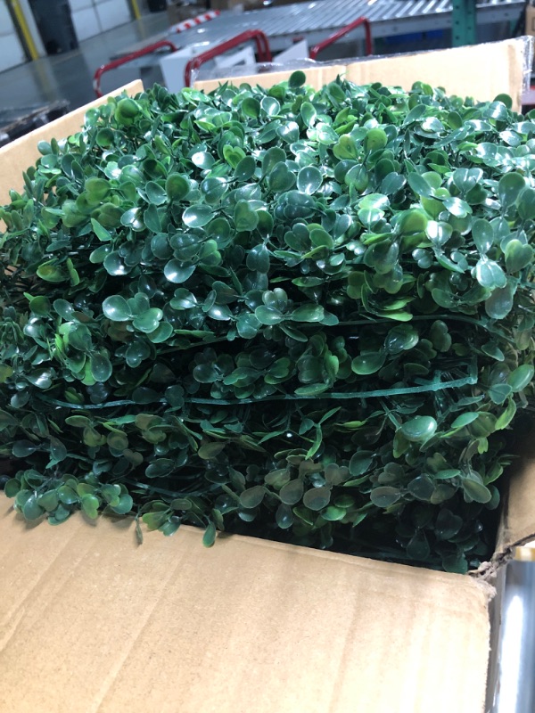 Photo 3 of ***USED MISSING PARTS*** Aboofx Artificial Grass Wall Panels, 30 Pack 10x10in Green Wall Decor Greenery Wall Boxwood Panels with 100 Zip Ties, Grass Backdrop for Garden Yard Fence Decoration (20.83 SQ Feet) 