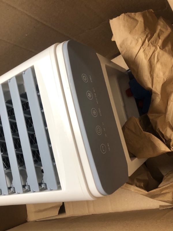 Photo 4 of ***USED - MISSING REMOTE AND WHEELS - POWERS ON - UNABLE TO TEST FURTHER***
Portable Air Conditioners, 3 IN 1 Windowless Air Conditioner Portable with Remote, Fast Cooling Evaporative Air Cooler with 3 Ice Box, Swamp Cooler 1-7H Timer 3-Speed Portable AC 