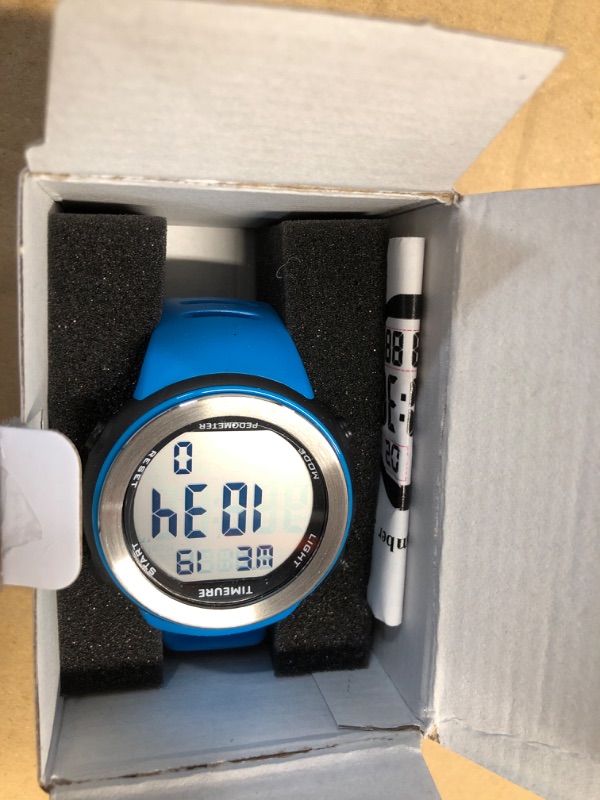 Photo 2 of Sports Waterproof Pedometer Watch for Walking No Charging, No App Connection, with EL Backlight. Simple, Practical Choice for Mobile-Free Fitness Enthusiasts TIMEURE-2308 BLUE