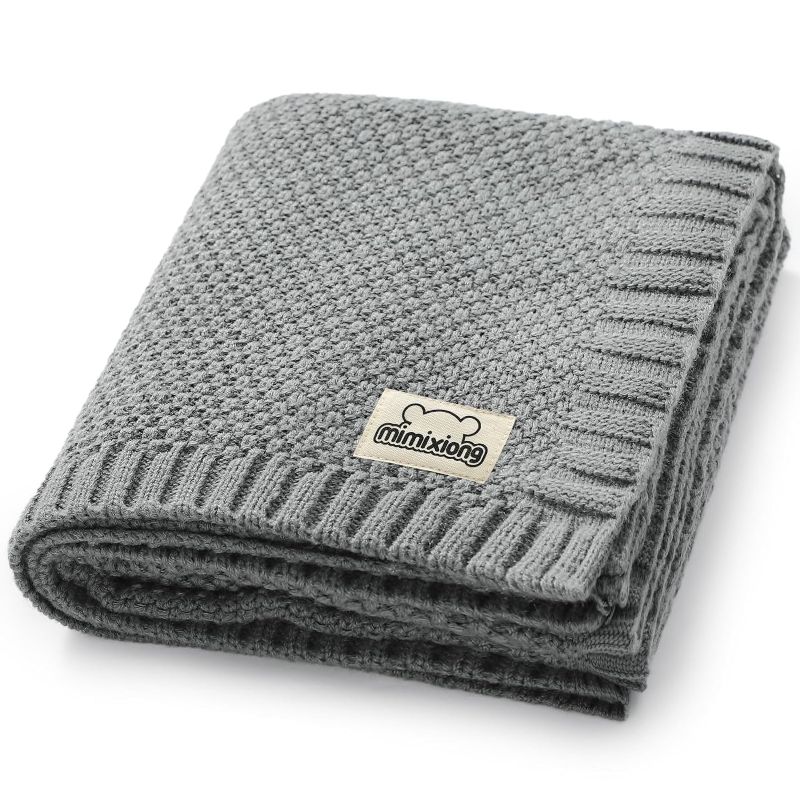 Photo 1 of *STOCK PHOTO FOR REFERENCE* mimixiong Baby Blanket Knit Toddler Blankets for Boys and Girls Grey