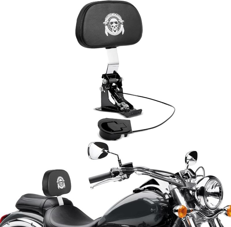 Photo 1 of **NONREFUNDABLE, PARTS ONLY** Motorcycle Driver Backrest with Skull Printed, Rider Rear Backrest with Adjustable Black Arm Mounting Kit Fit for Harley Touring Models 2009-2020 Electra Glide Road King Street Glide