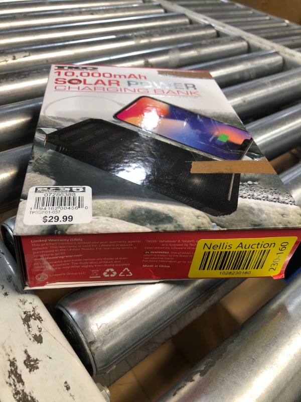 Photo 1 of TKO 10,000 mAh Solar Charging Water-Resistant Power Bank
