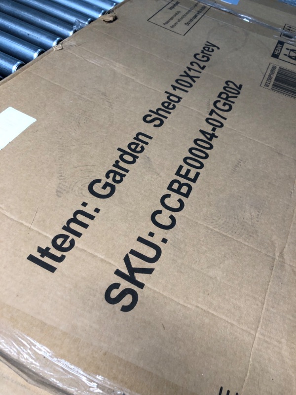Photo 8 of ***INCOMPLETE - BOX 2 OF 3 - PARTIAL SET - CANNOT BE FULLY ASSEMBLED - SCRATCHED AND SCRAPED***
10ftx12ft Large Shed,Outdoor Storage Sheds,Metal Garden Sheds with Lockable Door,Waterproof Garden Shed Utility Tool Storage Room for Backyard Patio Lawn-Grey 